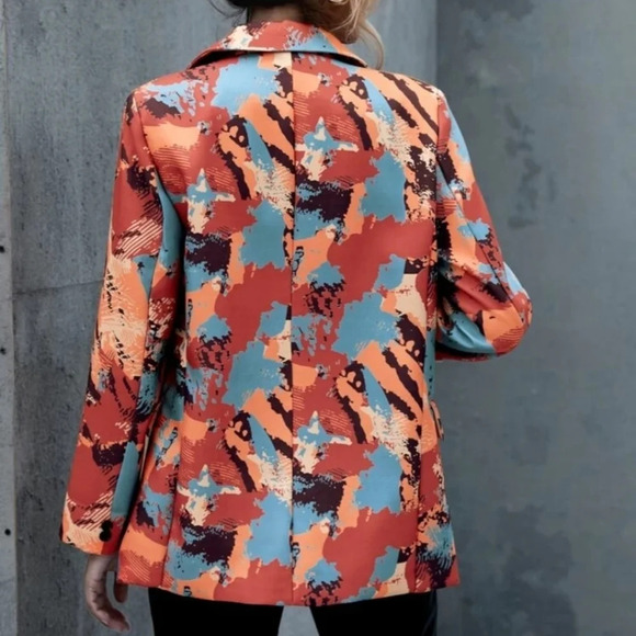 Shein abstract print collar blazer - Picture 2 of 10
